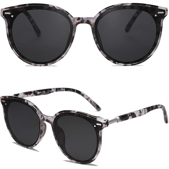 ⚡SOJOS Womens Grey Trendy Classic Round Retro Vintage Large Frame Sunglasses - Picture 3 of 5